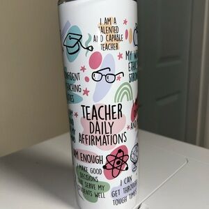 Teacher Affirmations Stainless Tumbler in White with Pastel Accents 20 Ounce